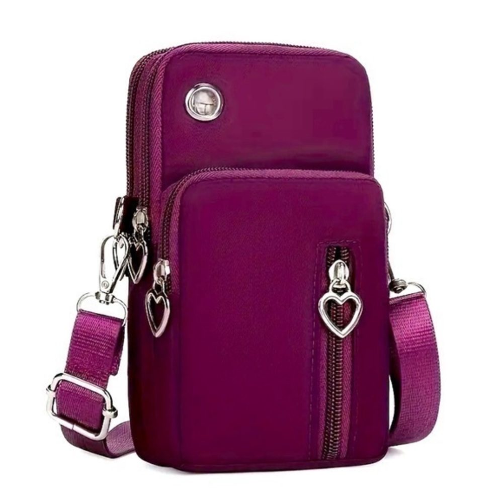 Women's Crossbody Purse with Adjustable Strap and Heart Charm Zipper - NWT